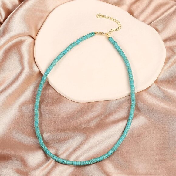 Jewelry - Stunning Turquoise Clay Seed Bead Choker Necklace - Perfect for Layering